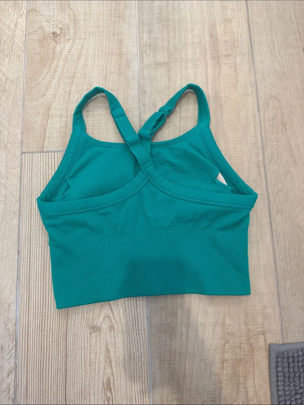 Alo Ribbed Sports Bra in Emerald